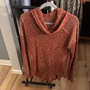 Free People Rust Cowl Neck Sweater